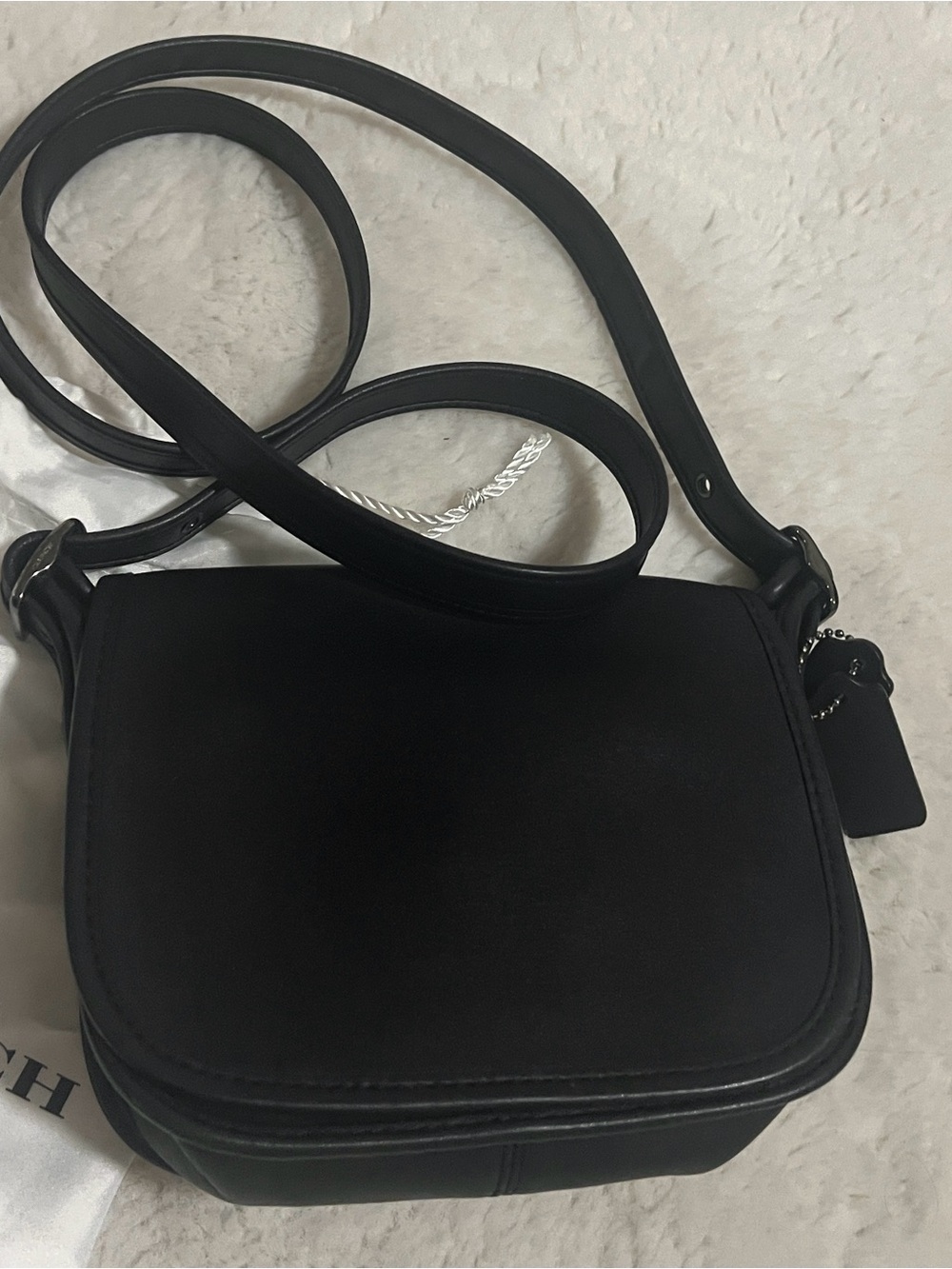 Coach Saddle Bag 18 Glovetanned Leather Purse Crossbody 57731 Navy Re-edition